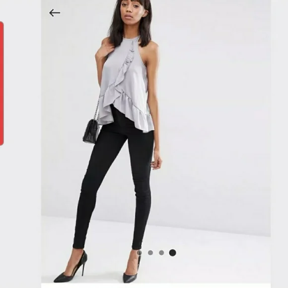 ASOS brand silvery lilac satiny halter ruffle blouse size 8 - Picture 4 of 14